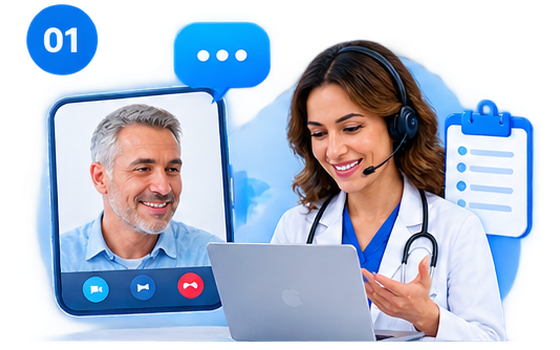 A provider on an intro call, talking through the practice and the patients they have in mind