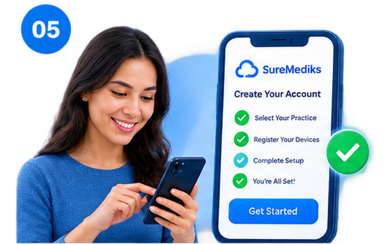 A patient enrolling themselves in the app and registering their devices