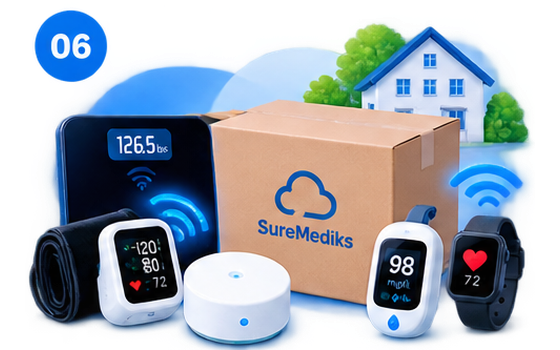 Connected devices provisioned and shipped to the patient's home