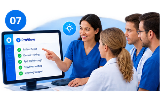 A SureMediks trainer walking the practice team through ProView